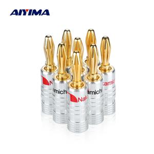 4MM 바나나 플러그 순수 구리 금도금 나사 잭 커넥터 오디오 랜턴 바나나 헤드 전력 증폭기 사운드 스피커 8Pcs