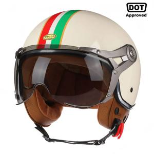 DOT 3/4 오픈 페이스 오토바이 레트로 오토바이 헬멧 남성용 여성용 빈티지 헬기 Capacete De Moto Bike Cascos Scooter