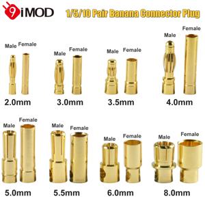 9IMOD 1/5/10Pair RC 총알 커넥터 2/3/3.5/4.0/5/5.5/6/8mm 남성 여성 바나나 총알 커넥터 플러그 금도금 어댑터