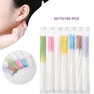60/70/160pcs 피어싱 된 귀 청소 허브 솔루션 종이 치실 구멍 애프터 케어 도구 키트 일회용 귀걸이 클리너