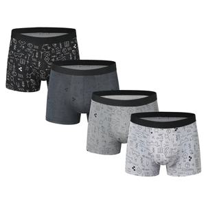 4PCS 남성 속옷, 모노그램 클래식 트렌드 프린트 스포티 통기성 남성 란제리, 부드럽고 편안한 팬티