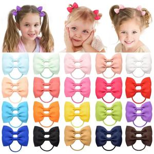 2.75 인치 작은 리본 활 어린이를위한 탄성 헤어 밴드 소녀 포니 테일 솔리드 컬러 Bowknot 헤어 밧줄 넥타이 헤어 액세서리