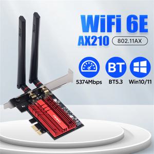 FENVI WiFi 6E AX210 PCIE WiFi 어댑터 Win10/11 용 5374Mbps BT5.3 802.11AX 트라이 밴드 2.4G/5G/6Ghz 무선 네트워크 카드 PC