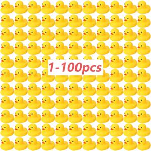1-100 개 노란색 고무 오리, 장난감 삐걱 거리는 고무 오리 생일 파티 호의 클래스 상품 자동차 장식을위한 귀여운 플로트 Duckies