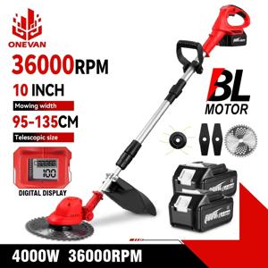 ONEVAN 10인치 브러시리스 전기 잔디 깎는 기계 36000RPM 무선 잔디 트리머 커터 마키타 18V 배터리 핀용 정원 전동 공구