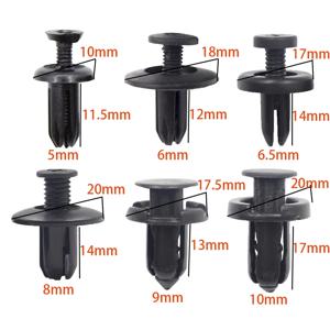 고품질 5mm 6mm 7mm 8mm 9mm 10mm 구멍 자동차 리테이너 플라스틱 클립 패스너 자동 트림 패널 클립 혼합 자동차 바디 범퍼 리벳