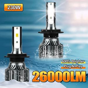 ZTZPIE 차량용 LED 헤드라이트 전구, 고출력 안개등, 스포트라이트 20 코어, 200000lm, 300w, H1, H7, H11, 9005HB3, 9006HB4, 12V