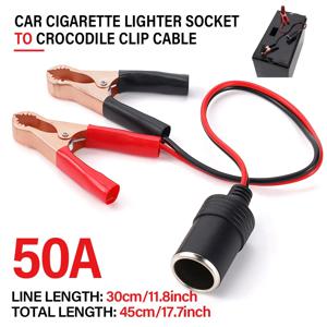 12V 자동차 액세서리 50A 여성 배터리 소켓 플러그 자동차 배터리 터미널 클램프 클립 담배 라이터 전원 소켓 어댑터