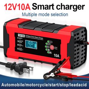 12V 10A 자동차 배터리 충전기 터치 스크린 펄스 수리 디지털 LCD 디스플레이 자동차 오토바이에 대 한 스마트 빠른 충전기