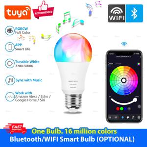Tuya 스마트 LED 전구 WiFi 블루투스 RGBCW 110V 220V LED 램프 Alexa Google Assistant와 호환 룸 장식