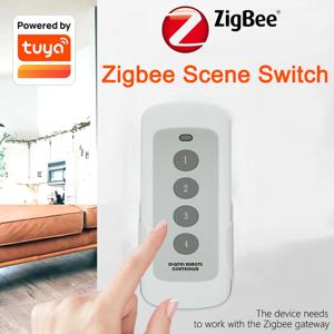 Tuya ZigBee 스마트 씬 스위치, 스마트 홈 자동화 시나리오 리모컨, 알렉사 구글 홈으로 4 갱 원격 휴대용