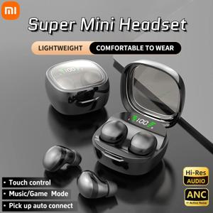 Xiaomi 미니 블루투스 5.3 헤드셋 HD Hifi 이어 버드 보이지 않는 수면 게임 스포츠 헤드폰 남성 여성을위한 터치 컨트롤 이어폰