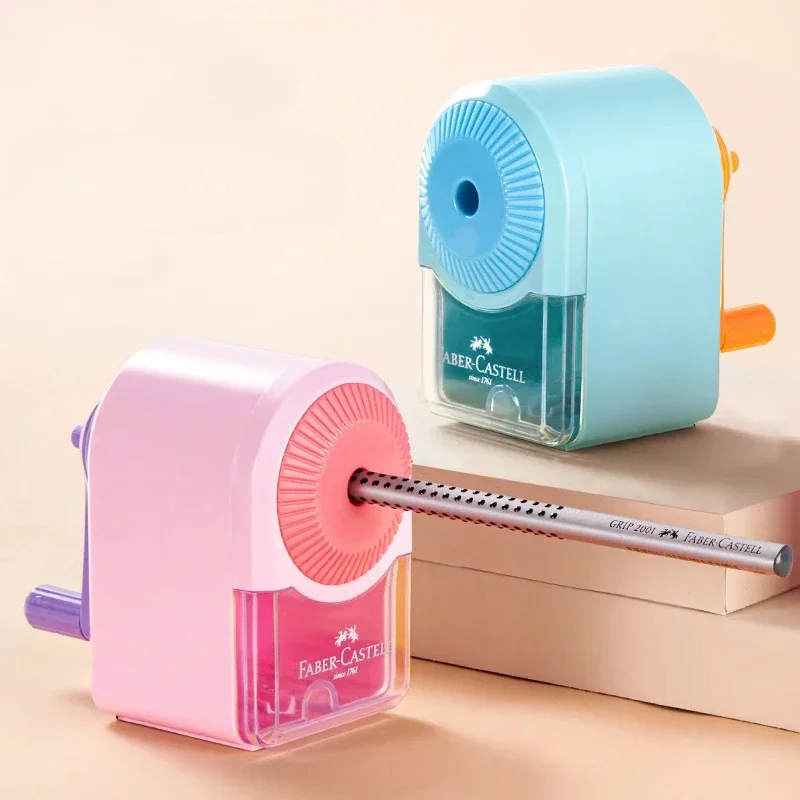 FABER CASTELL 수동 핸드 크랭크 연필 깎이 어린이, 예술가, 학생 사무용 문구 용 직경 8mm 캔디 색상 선명하게