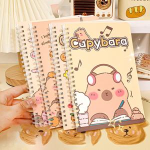 Capybara A5 나선형 노트북, 귀여운 데일리 노트, 코일 노트북, 작은 메모장, 어린이 학생 일기, 학교 학습 용품