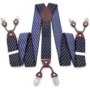 남성 패션 멜빵 조정 가능한 탄성 바지 교정기 3.5cm 와이드 Y 백 6 금속 클립 바지 스트랩 벨트 남편 아버지 선물