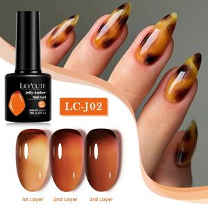 LILYCUTE 7ml 반투명 젤리 앰버 젤 매니큐어 브라운 컬러 바니시 젤 오래 지속되는 세미 퍼머넌트 UV 네일 아트 매니큐어
