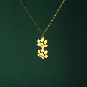 Lemegeton 개 고양이 발 목걸이, 맞춤형 이름, 스테인레스 스틸, 애완 동물 기념 쥬얼리, 목 체인, 어린이 여성 액세서리