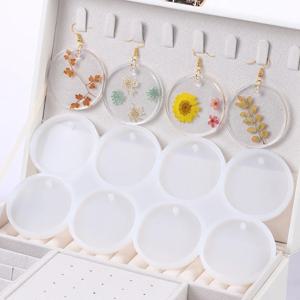 8/12pcs 라운드 타원형 펜 던 트 수 지 금형 Diy 크리스탈 에폭시 귀걸이 매력 보석에 대 한 실리콘 금형 키 체인 태그 주조 만들기