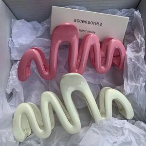 10.5cm 웨이브 크랩 클로 클립 여성 한국어 플라스틱 상어 헤어 클립 기하학 높은 포니 테일 자용 머리핀 소녀 헤어 액세서리