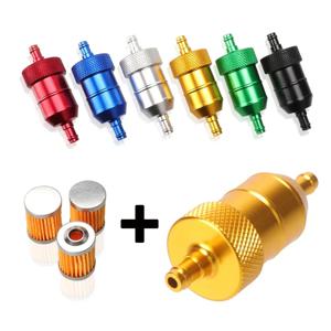 8mm CNC 알루미늄 가솔린 클리너 + 3/5 조각 재사용 가능한 청소 가능한 연료 필터 오토바이 ATV 쿼드 인라인 오일 및 가스 연료 필터