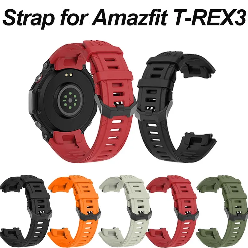 Amazfit T-REX 3 용 실리콘 스트랩 스마트 시계 스트랩 시계 밴드 T-Rex3 스포츠 밴드 (스트랩 도구 액세서리 포함)