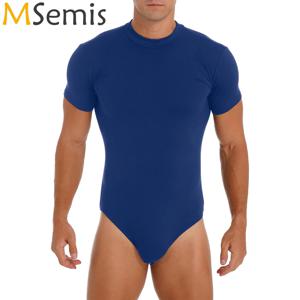 남성 티셔츠 Rompers 잠옷 레오타드 언더 셔츠 프레스 버튼 가랑이 바디 슈트 솔리드 컬러 스키니 타이트 피팅 점프 슈트 잠옷