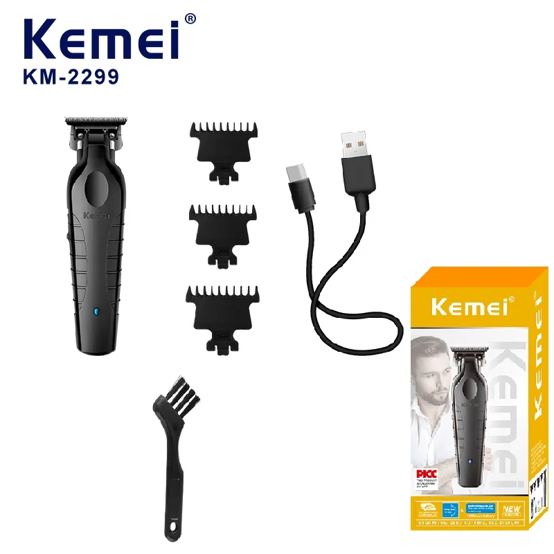 Kemei 남성용 무선 헤어 클리퍼, USB 충전식 전기 헤어 클리퍼, km032 트리머, 전기 헤어 커팅 머신 KM-2299