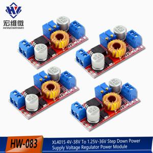 4PCS 5A DC-DC 조정 가능한 벅 컨버터 XL4015 4 - 38V ~ 1.25 - 36V 스텝 다운 전원 공급 장치 전압 레귤레이터 전원 모듈