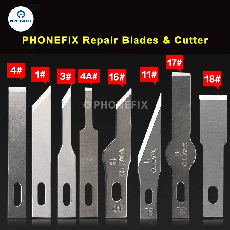 10pcs No.4A 11 18 메스 칼 제거 접착제 블레이드 미끄럼 방지 금속 조각 공예 칼 전화 PCB DIY 수리 핸드 툴