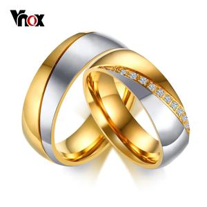 Vnox-여성을 위한 기질 결혼 반지, 남성 CZ 스톤 스테인레스 스틸 약혼 밴드 기념일 맞춤 선물 쥬얼리