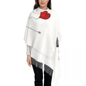 Mafalda 풍선 하트 술 스카프 여성 소프트 Quino 만화 만화 Shawls 랩 레이디 겨울 가을 스카프