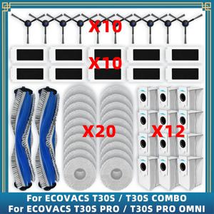 와 호환 ( ECOVACS DEBOT T30S / T30S PRO / T30S PRO OMNI / T30S COMBO ) 가능한 예비 부품 메인 사이드 브러시 필터 걸레 천, 먼지 봉투 액세서리 소모품