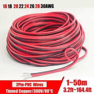 2핀 빨간색 및 검은색 PVC 또는 실리콘 연장 케이블 28awg 26awg 24awg 22awg 20awg 18awg 16awg 주석 도금 구리 가정용 전선