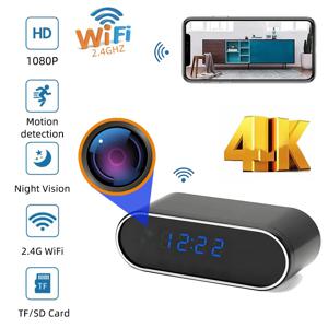 무선 클럭 카메라 1080P WiFi 지원 2.4G 라우터 주파수 WiFi HD 네트워크 카메라 모바일 감지 적외선 야간 시야 실내 가정 및 사무실 모니터링 베이비시터 카메라