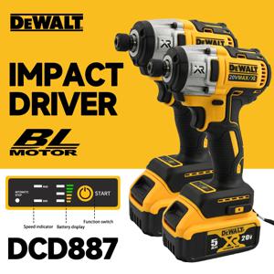 Dewalt 20V 배터리 DCD887 전기 임팩트 드라이버 드릴 3250RPM 속도 브러시리스 모터 1/4 전동 공구 전기 드릴 스크루 드라이버
