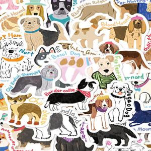 100pcs 만화 귀여운 손으로 그린 ​​바람 개 스티커 일기 스크랩북 전화 케이스 노트북 물병 방수 장식 스티커