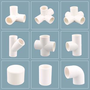 1pc 20 25 32mm 흰색 PVC 파이프 커넥터 스트레이트 엘보 티 크로스 조인트 워터 파이프 어댑터 3 4 5 6 가지 방법 조인트