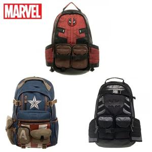 Marvel Avengers Deadpool Captains America 배낭 애니메이션 만화 배낭 야외 레저 여행 대용량 배낭