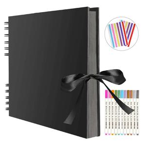 ZK20 80 블랙 페이지 메모리 북 DIY 공예 사진 앨범 스크랩북 커버 크래프트 앨범 결혼 기념일 선물 메모리 북