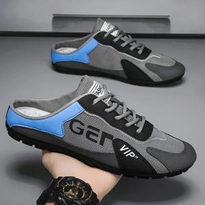 남성 슬리퍼 트렌드 Baotou 신발 남성용 여름 통기성 캐주얼 신발 Vulcanized Flats 남성 스니커즈 하프 슬립 온 신발
