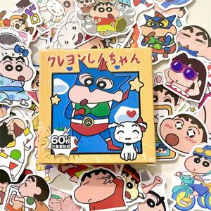 60pcs 크레용 신짱 만화 스티커 컴퓨터 휴대 전화 케이스 가방 장식 스티커 핸드 계정 재료 스티커