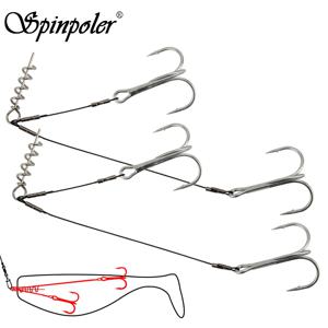 Spinpoler 코르크 따개 파이크 리그 스팅거 낚시 후크 소프트 루어 슈퍼 샤프 더블 트레블 후크 2 1 1/0 2/0 와이어 라인 태클
