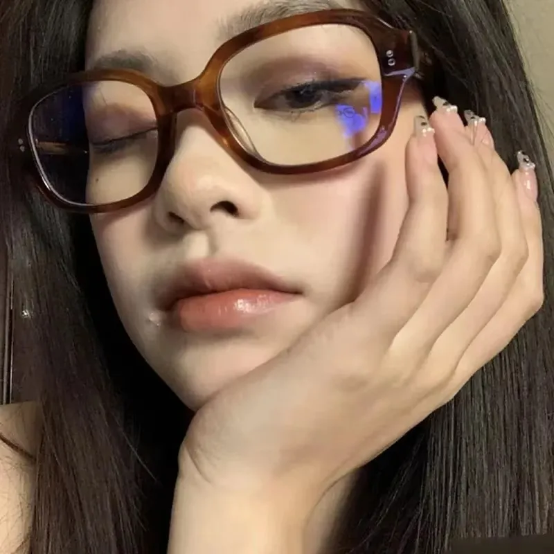 레트로 스퀘어 프레임 안경 여성 레드 컴퓨터 독서 안경 맑은 푸른 빛 차단 안경 빈티지 장식 고글