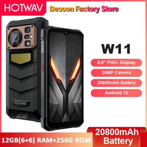 [월드 프리미어] HOTWAV W11 견고한 휴대폰 20800mAh 280LM 손전등 6.6인치 FHD+ 스마트폰 33W 24MP 나이트 비전 휴대폰