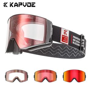 Kapvoe Photochromic UV400 보호 남성용 스노우 안경 스키 고글 스노우 보드 안개 방지 마스크 여성 안경 스노 모빌 겨울