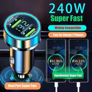 UYUXIO 듀얼 USB 포트 차량용 전화 충전기 iPhone 용 전압 디스플레이가있는 초고속 충전 어댑터 Samsung Oppo Vivo Huawei