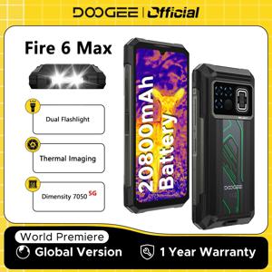 월드 프리미어 DOOGEE Fire 6 Max 5G 견고한 전화기 크기 7050 열화상 6.72인치 듀얼 손전등 20800mAh 배터리 핸드폰