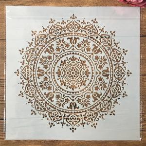 30*30cm 큰 기하학 만다라 라운드 DIY 스텐실 그림 스크랩북 색칠 엠보싱 앨범 장식 템플릿