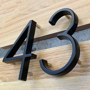 125mm 검은 집 번호 편지 야외 주소 기호 플레이트 마당 부동 금속 문 번호 문패 현대 사서함 표지판
