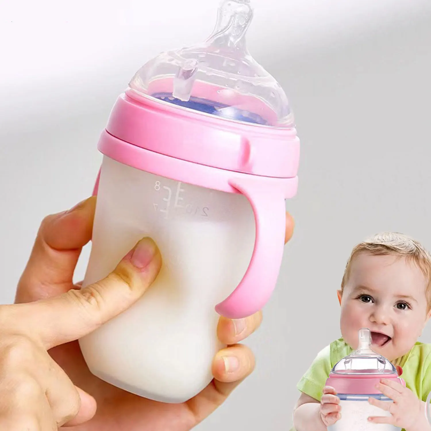 1PC 0-36 개월 아기 실리콘 병 모방 모유 디자인 나노 병 물병 신생아를위한 완벽한 선물 드롭 방지